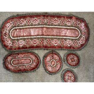 Verona English Brocade 5 Piece Chenille Oval Table Runner/ Dolie Vintage Belgium